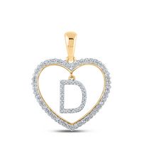 1/4CTW-DIA CN INITIAL &quot;D&quot; HEART PENDANT