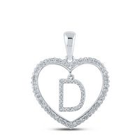 1/4CTW-DIA CN INITIAL &quot;D&quot; HEART PENDANT