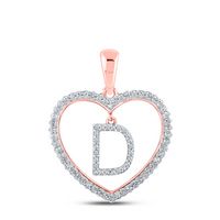 1/4CTW-DIA CN INITIAL &quot;D&quot; HEART PENDANT