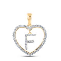 1/4CTW-DIA CN INITIAL &quot;F&quot; HEART PENDANT