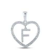 1/4CTW-DIA CN INITIAL &quot;F&quot; HEART PENDANT