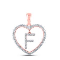1/4CTW-DIA CN INITIAL &quot;F&quot; HEART PENDANT