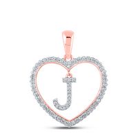 1/4CTW-DIA CN INITIAL &quot;J&quot; HEART PENDANT