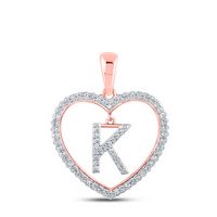 1/4CTW-DIA CN INITIAL &quot;K&quot; HEART PENDANT