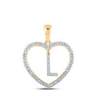 1/4CTW-DIA CN INITIAL &quot;L&quot; HEART PENDANT
