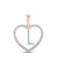 1/4CTW-DIA CN INITIAL &quot;L&quot; HEART PENDANT