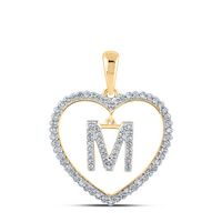 1/4CTW-DIA CN INITIAL &quot;M&quot; HEART PENDANT