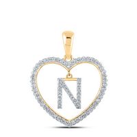1/4CTW-DIA CN INITIAL &quot;N&quot; HEART PENDANT