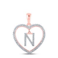 1/4CTW-DIA CN INITIAL &quot;N&quot; HEART PENDANT