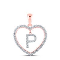 1/4CTW-DIA CN INITIAL &quot;P&quot; HEART PENDANT