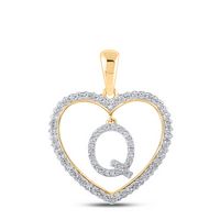 1/4CTW-DIA CN INITIAL &quot;Q&quot; HEART PENDANT
