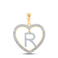1/4CTW-DIA CN INITIAL &quot;R&quot; HEART PENDANT