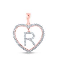1/4CTW-DIA CN INITIAL &quot;R&quot; HEART PENDANT