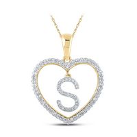 1/4CTW-DIA CN INITIAL &quot;S&quot; HEART PENDANT