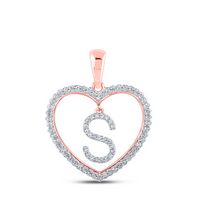 1/4CTW-DIA CN INITIAL &quot;S&quot; HEART PENDANT