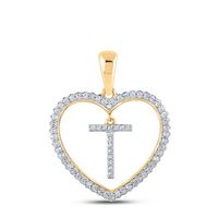 1/4CTW-DIA CN INITIAL &quot;T&quot; HEART PENDANT