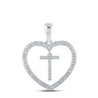 1/4CTW-DIA CN INITIAL &quot;T&quot; HEART PENDANT