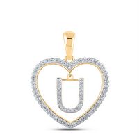 1/4CTW-DIA CN INITIAL &quot;U&quot; HEART PENDANT