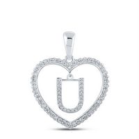 1/4CTW-DIA CN INITIAL &quot;U&quot; HEART PENDANT