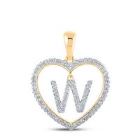 1/4CTW-DIA CN INITIAL &quot;W&quot; HEART PENDANT