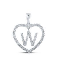1/4CTW-DIA CN INITIAL &quot;W&quot; HEART PENDANT