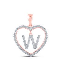 1/4CTW-DIA CN INITIAL &quot;W&quot; HEART PENDANT