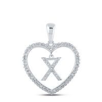 1/4CTW-DIA CN INITIAL &quot;X&quot; HEART PENDANT