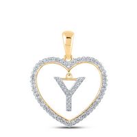 1/4CTW-DIA CN INITIAL &quot;Y&quot; HEART PENDANT