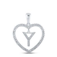 1/4CTW-DIA CN INITIAL &quot;Y&quot; HEART PENDANT