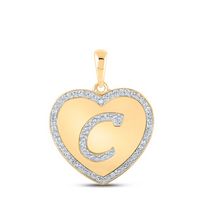 1/4CTW-DIA CN INITIAL &quot;C&quot; HEART PENDANT