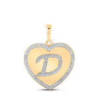 1/4CTW-DIA CN INITIAL &quot;D&quot; HEART PENDANT
