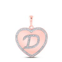 1/4CTW-DIA CN INITIAL &quot;D&quot; HEART PENDANT