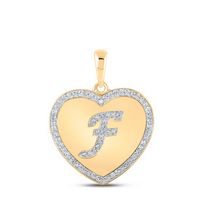 1/4CTW-DIA CN INITIAL &quot;F&quot; HEART PENDANT