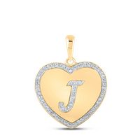 1/4CTW-DIA CN INITIAL &quot;J&quot; HEART PENDANT