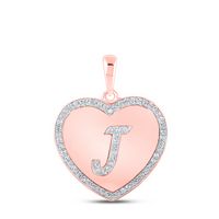 1/4CTW-DIA CN INITIAL &quot;J&quot; HEART PENDANT