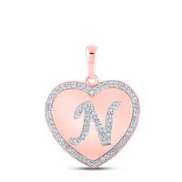 1/4CTW-DIA CN INITIAL &quot;N&quot; HEART PENDANT
