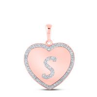 1/4CTW-DIA CN INITIAL &quot;S&quot; HEART PENDANT
