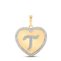 1/4CTW-DIA CN INITIAL &quot;T&quot; HEART PENDANT