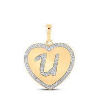 1/4CTW-DIA CN INITIAL &quot;U&quot; HEART PENDANT