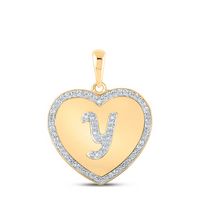 1/4CTW-DIA CN INITIAL &quot;Y&quot; HEART PENDANT