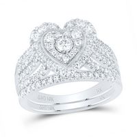 1CTW-DIA NK HEART BRIDAL SET