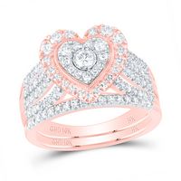1CTW-DIA NK HEART BRIDAL SET