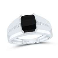 1/20 CTW-DIA NK 9X7 MM ONYX BLACK MENS RING