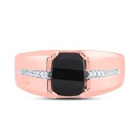1/20 CTW-DIA NK 9X7MM ONYX BLACK MENS RING