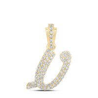1/3CTW-DIA NK INITIAL &quot;V&quot; PENDANT
