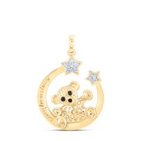 1/12CTW-DIA NK TEDDY BEAR PENDANT