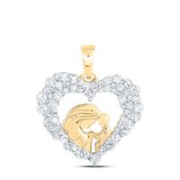 3/8CTW-DIA NK MOM HEART PENDANT
