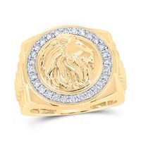 1/2CTW-DIA NK LION FACE MENS RING