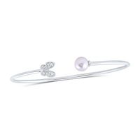 1/12CTW-DIA CN 6MM-PEARL BUTTERFLY LADIES BANGLE (60X48MM)