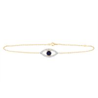 1/6CTW-DIA CN 4MM RD-BS NAT GEM EVIL-EYE BRACELET( 7 INCH)